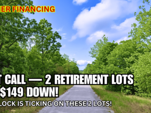 2 Adjacent Lots Totalling 0.62 Acres Near 2 Lakes For $149!