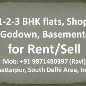 3bhk flat for rent in chattarpur please call me 