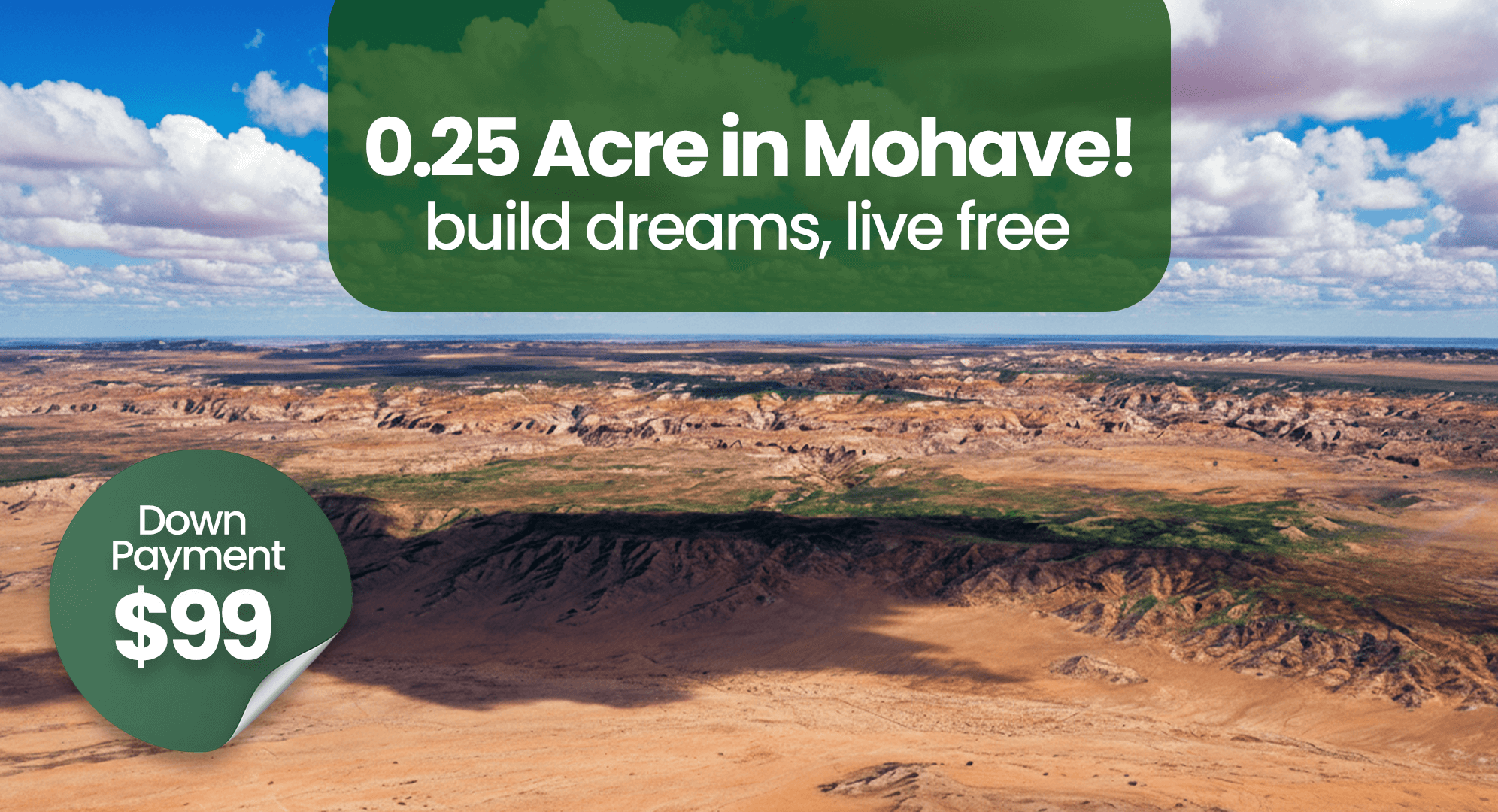 Escape City Chaos: 0.25 Acre in Mohave, $99/Down – Buy Now