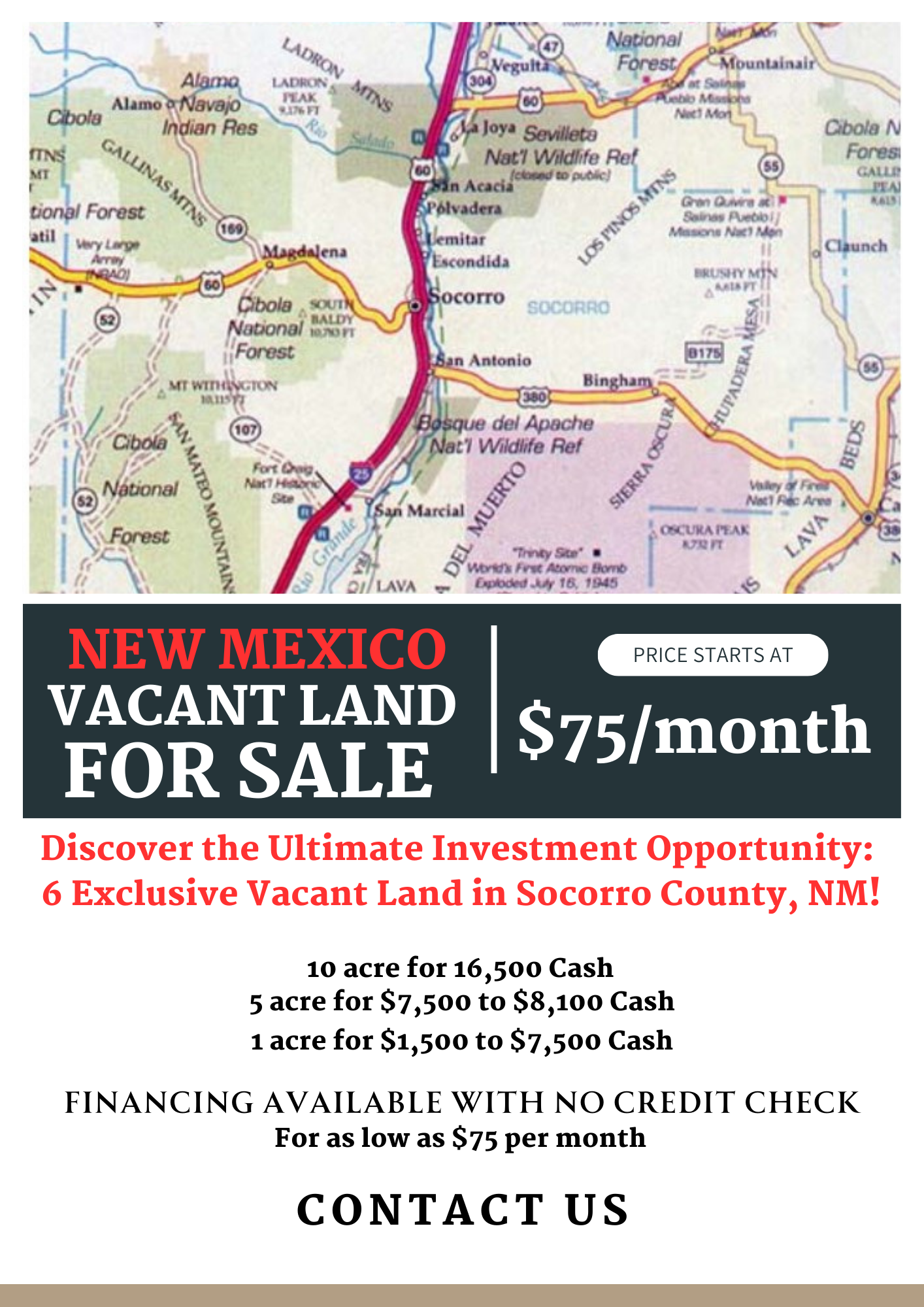 Investment Opportunity Vacant Land for Sale (USA, New Mexico, Socorro